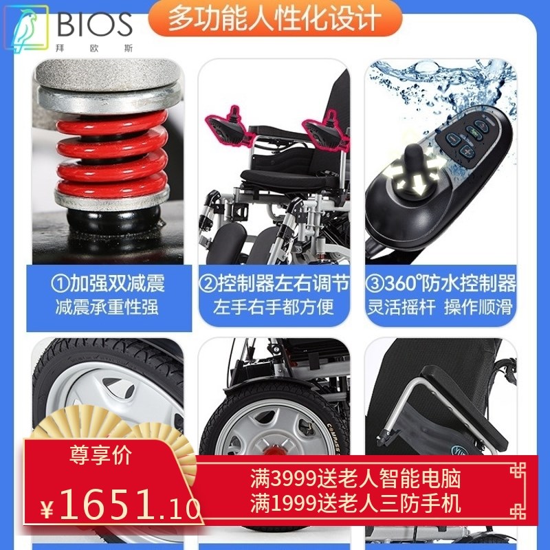 2024电动轮椅智能全自动老人专用老年人残疾人折叠轻便四轮代步车