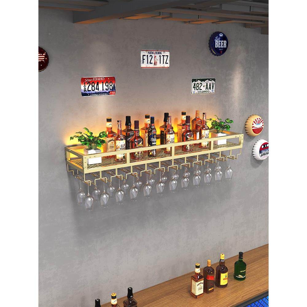 酒吧台壁挂式酒架倒挂杯壁挂单双架餐饮柜储物架红酒杯家庭酒装饰