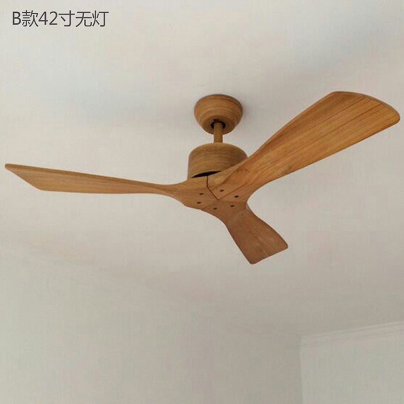 实木静音吊扇无灯款 客厅北欧风木质吊扇 来丽风遥控吊扇52寸