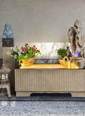 大型喷泉流水生财庭院水系鱼池阳台造景公司前台玄关假山水景摆件