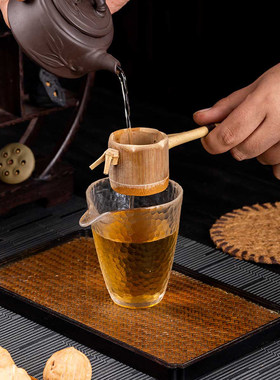 茶滤竹制天然日式茶道茶具茶漏过滤网创意过滤器茶道零配滤茶器