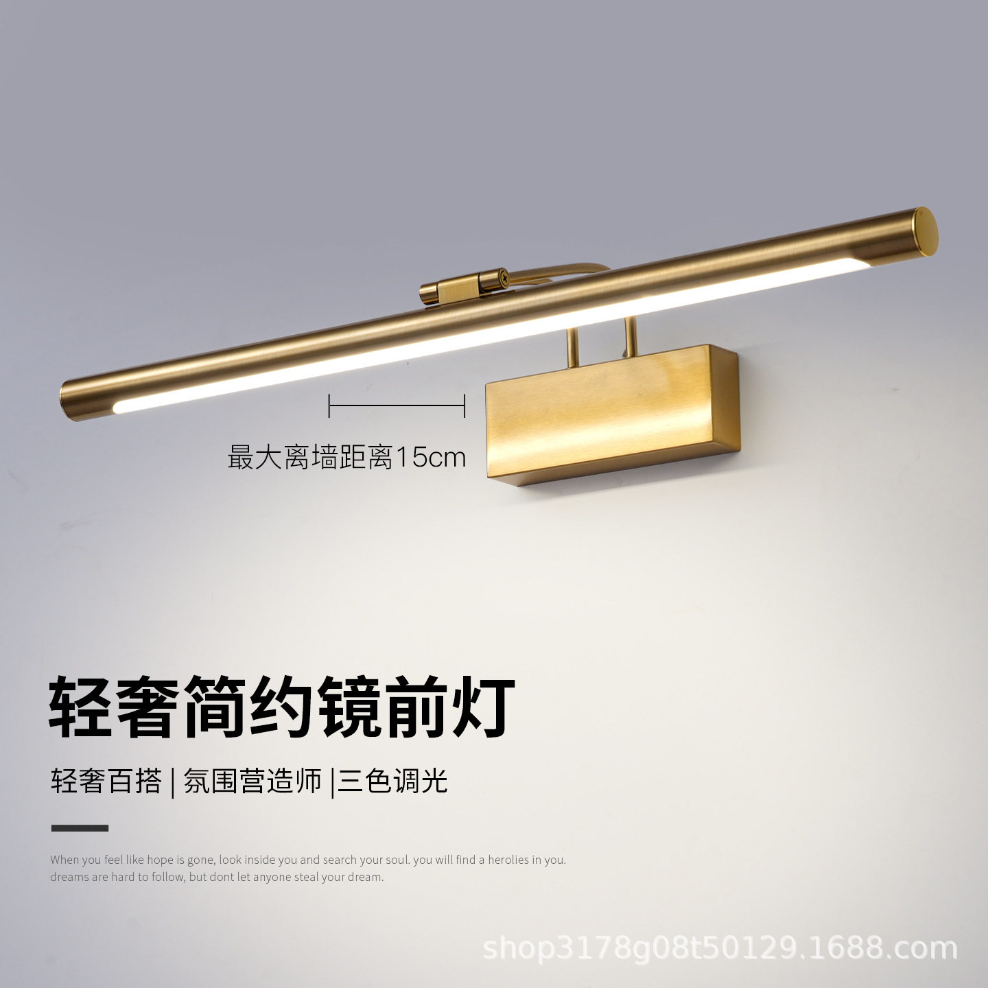 铜本色LED镜前灯 浴室卫生间镜子灯 卧室化妆台补光灯 墙面壁画灯