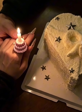 蛋糕戒指3D打印创意生日装饰手工丝绸感饰品精致款高端送女友礼物