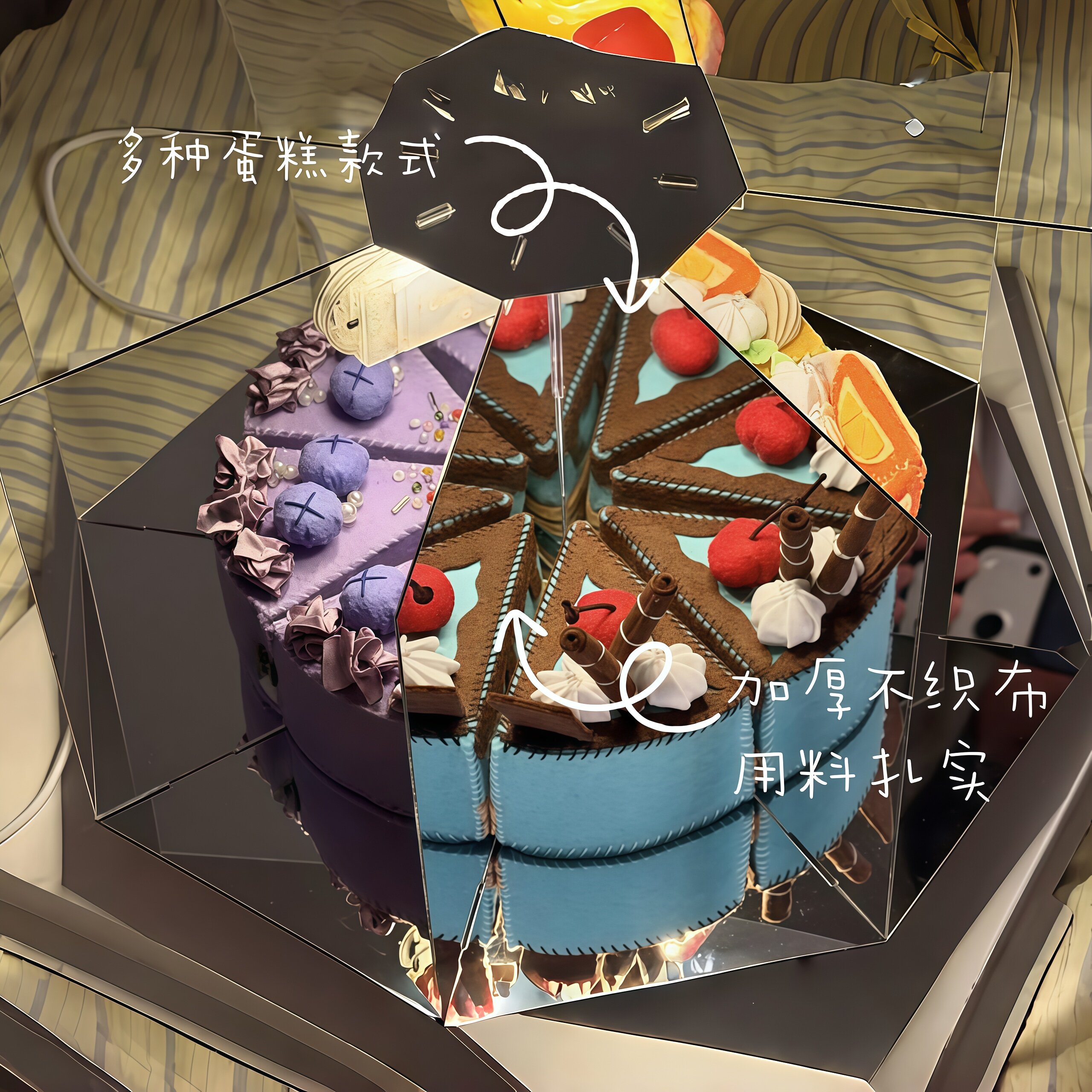 幻境蛋糕小夜灯不织布diy手工材料包氛围感生日拍照道具镜像盒子