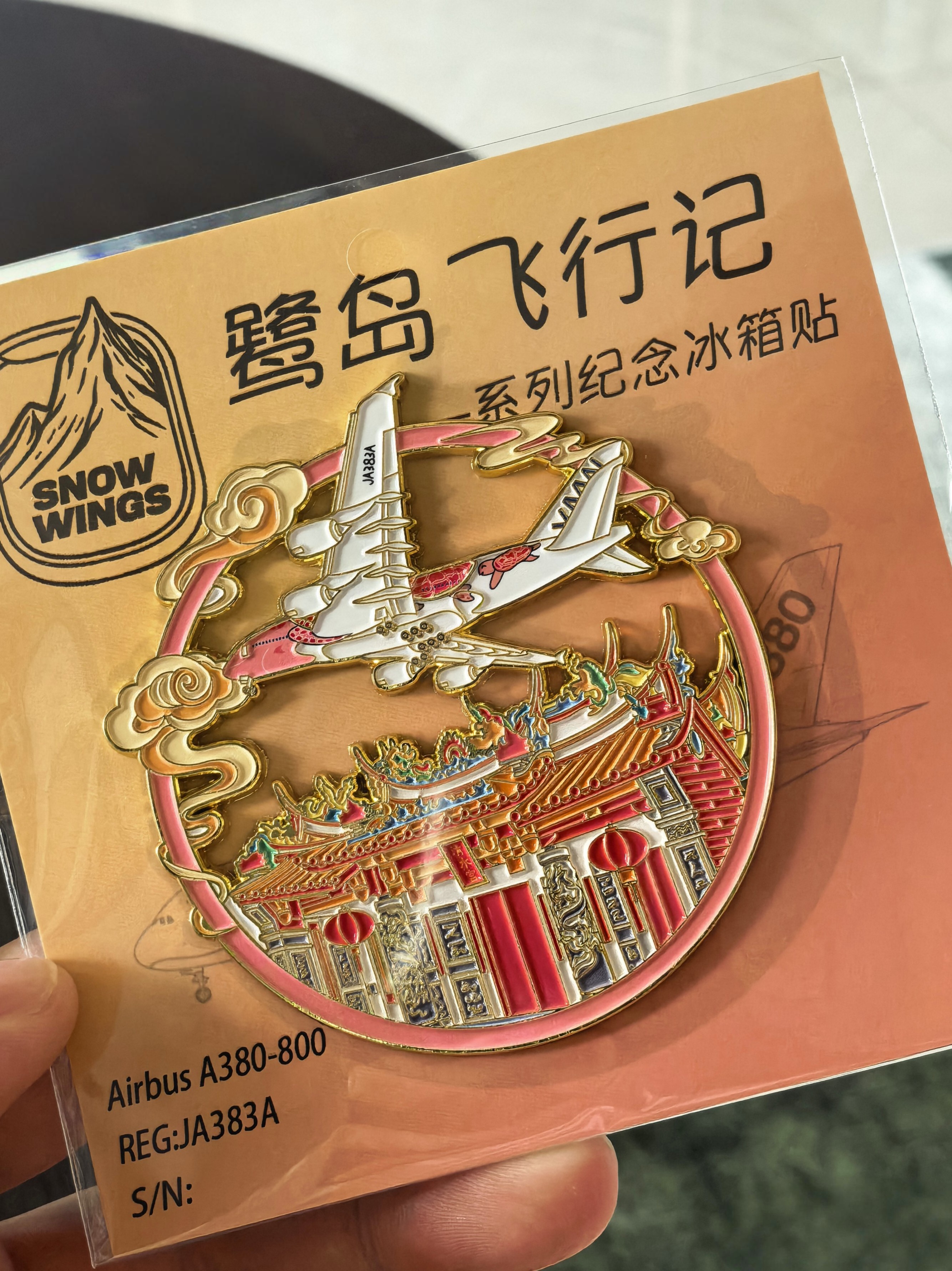 厦门清水宫橙色海龟彩绘飞机原创设计金属冰箱贴旅游纪念收藏装饰