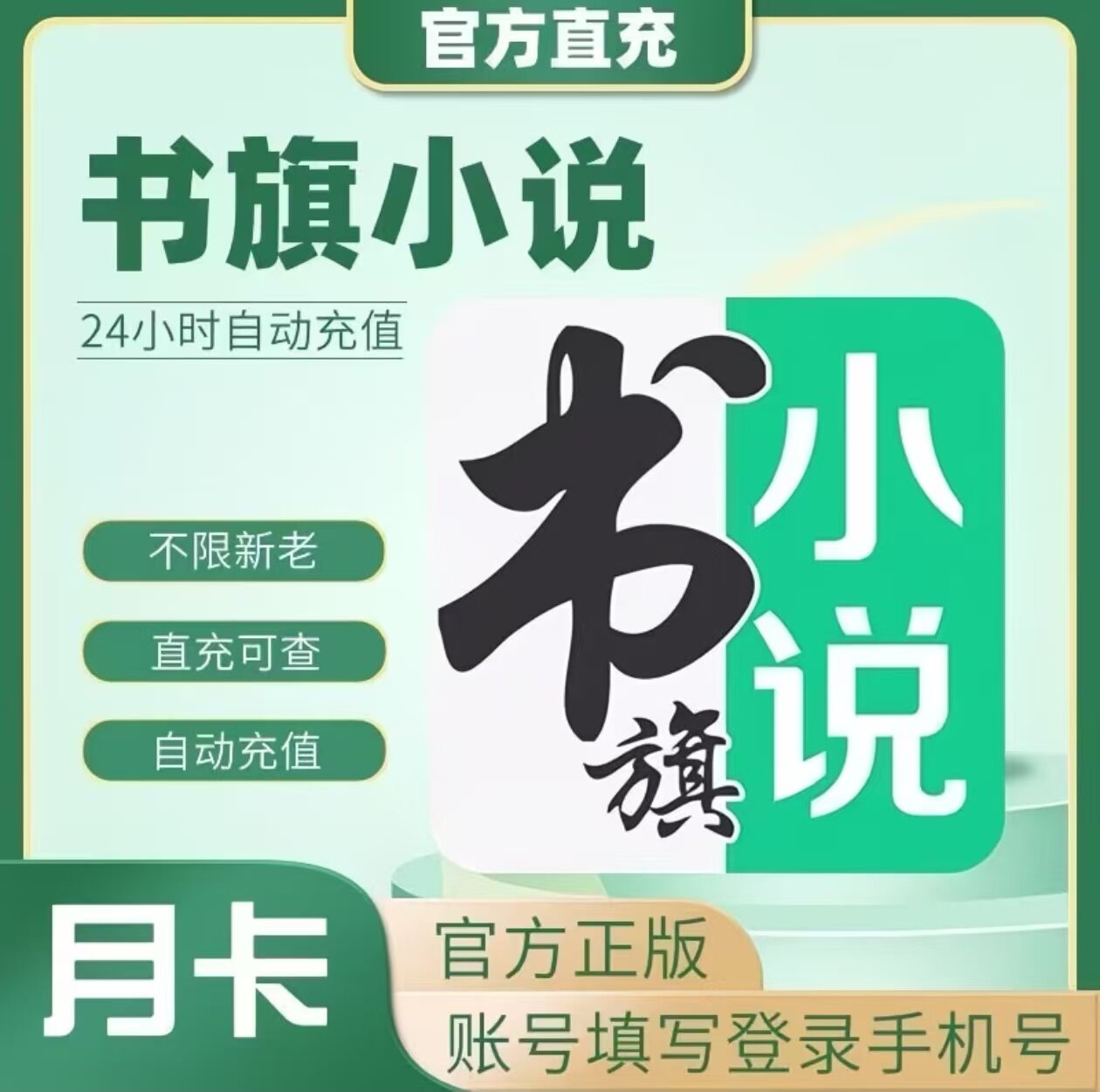 书旗小说VIP会员充值书旗会员月卡季卡年卡书旗小说会员自动充值
