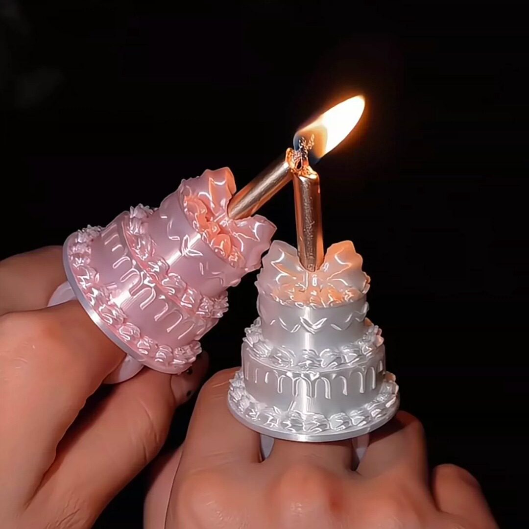 【生日氛围神器】蛋糕戒指梦幻丝绸感3D打印蜡烛生日装饰创意饰品