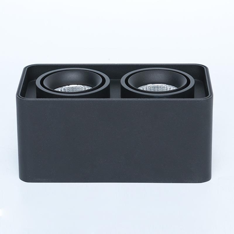 明装方形双头斗胆灯led射灯双眼筒灯天花店铺商用单头圆角格栅灯