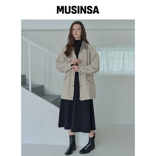AVANT-G 灯芯绒领沙漠风套头衫-米色 MUSINSA韩国官网直邮进口