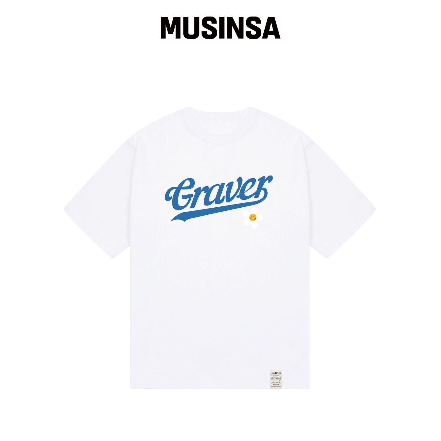 GRAVER UNISEX 棒球 logo 花笑 短袖T恤_白色 MU韩国官网直邮进口