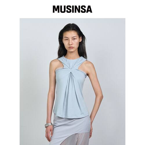 NACHE PINCHED HOODIE 无袖浅蓝色 MUSINSA韩国官网直邮进口