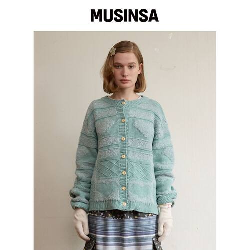 FUNFROMFUN 奶奶的舒适开衫，薄荷色 MUSINSA韩国直邮官方正品