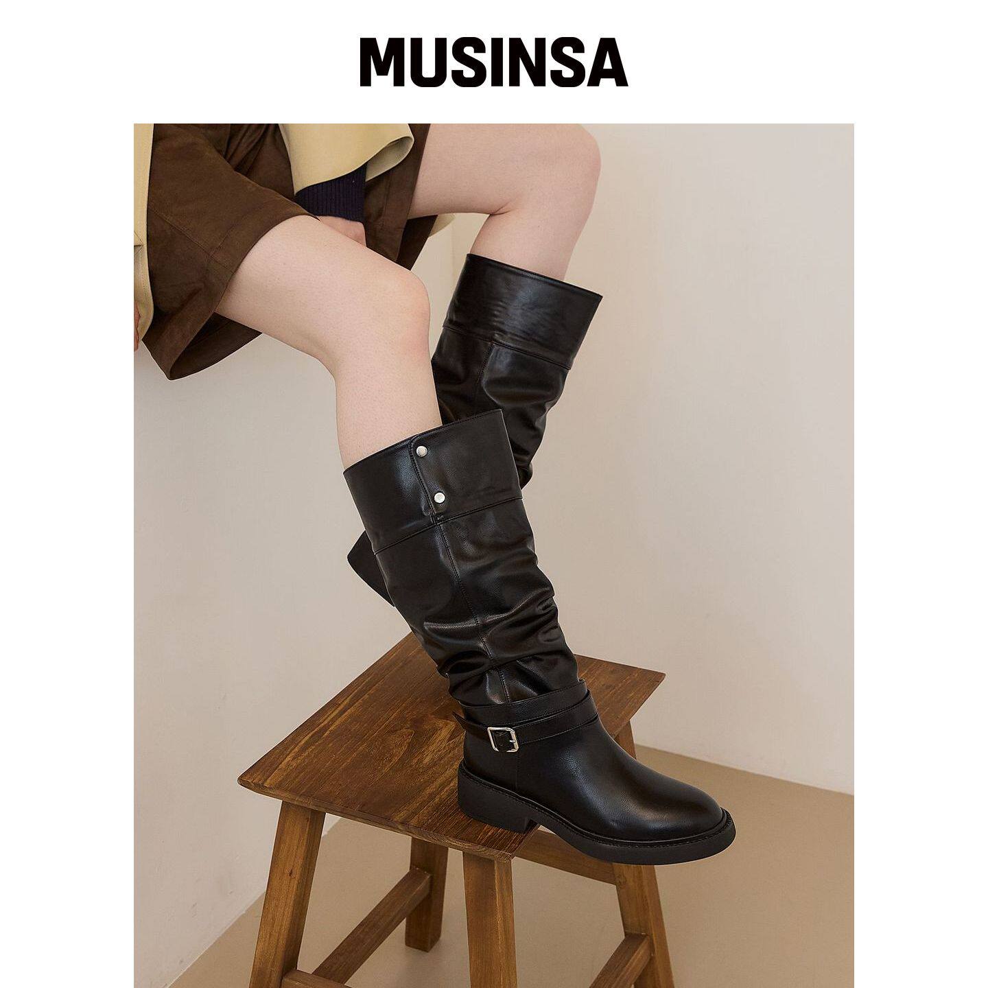MAC MOC QUINCY 折叠 SLOUCHY 绑带靴子 (4cm) M韩国官网直邮进口