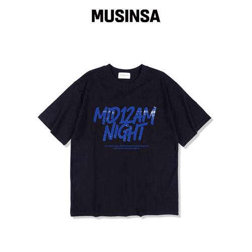 MIDNIGHT12AM 蓝美短袖T恤 深蓝色韩国官网直邮进口MUSINSA