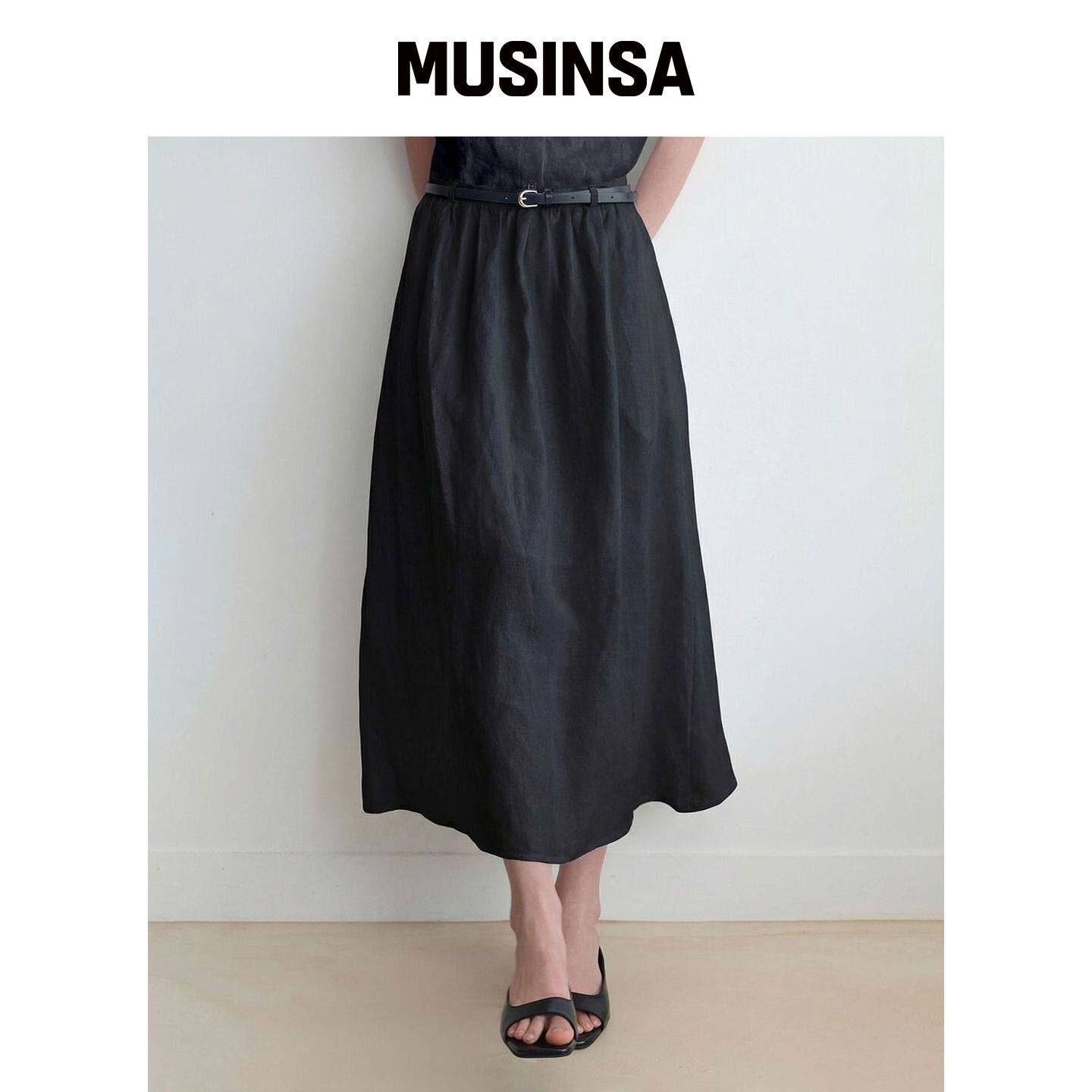LENAV ESU 亚麻裙子(VLACK) MUSINSA韩国直邮官方正品