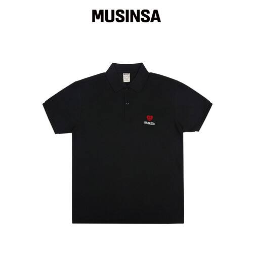 GRAVER [UNISEX]心形刺绣短袖T恤_黑色 MUSINSA韩国官网直邮进口