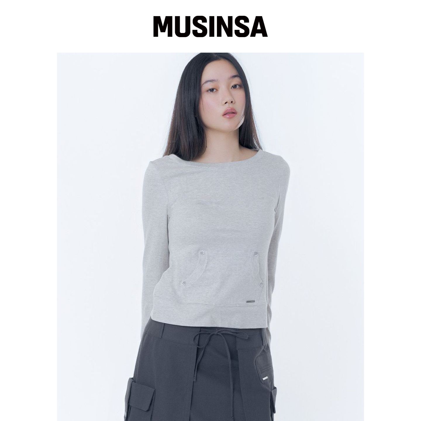 MISEKI SEOUL 条纹长袖口袋衬衫 MUSINSA韩国直邮官方正品