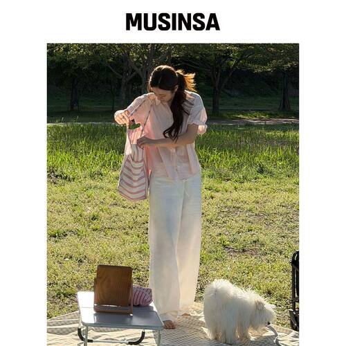 108POUND 轻薄棉质半袖衬衫_粉色 MUSINSA韩国官网直邮进口