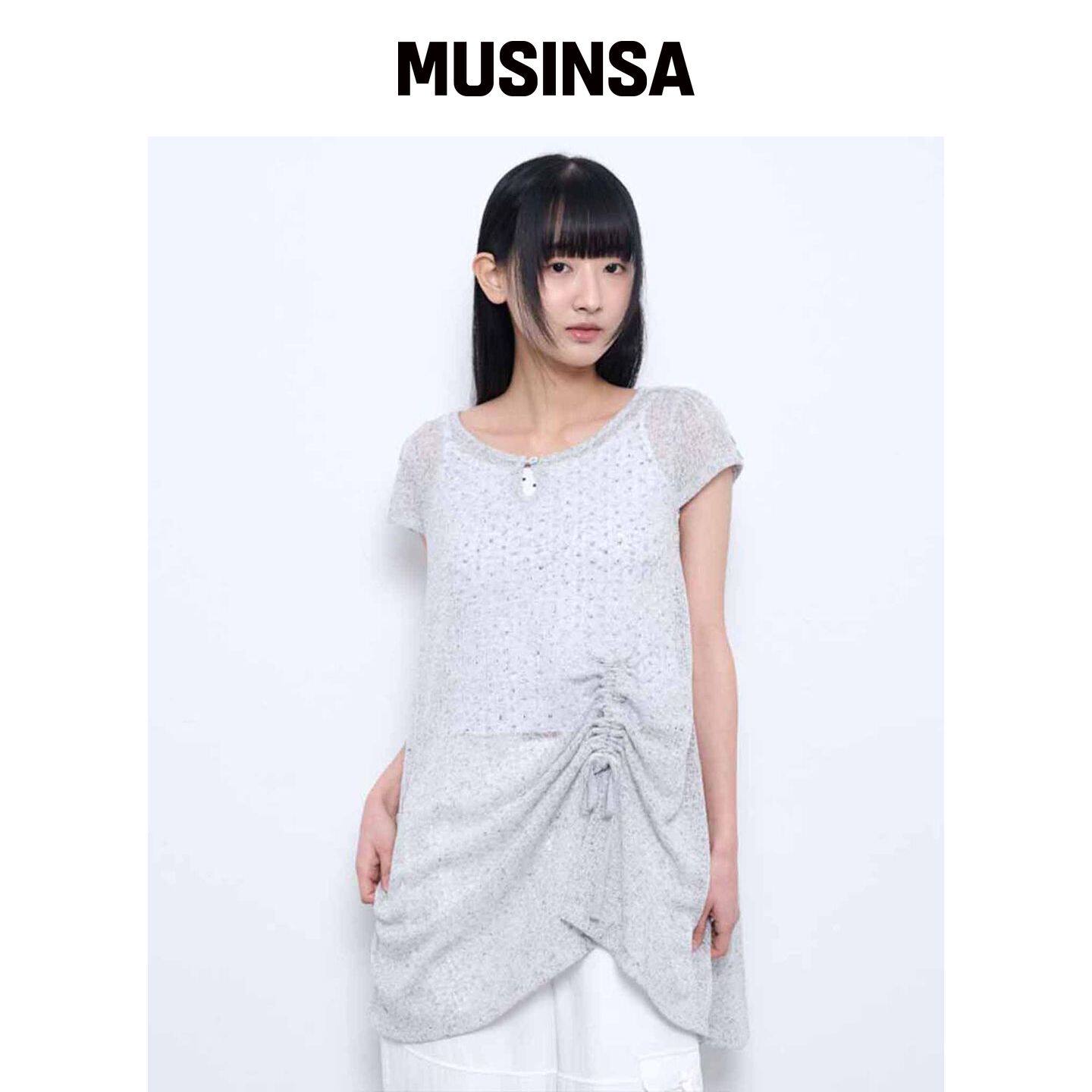 TUOMIO 钩针迷你连衣裙(浅灰色) MUSINSA韩国官网直邮进口