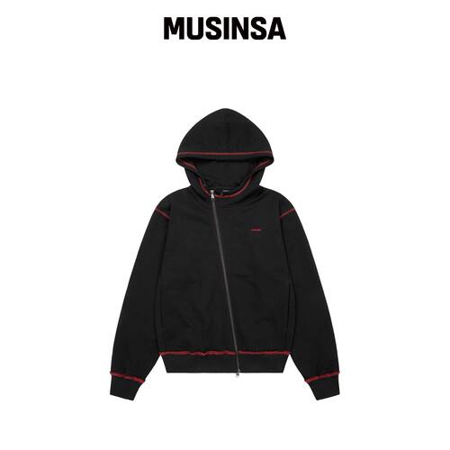 AAKAM 斜拉链棉质拉链外套（黑色） MUSINSA韩国直邮官方正品