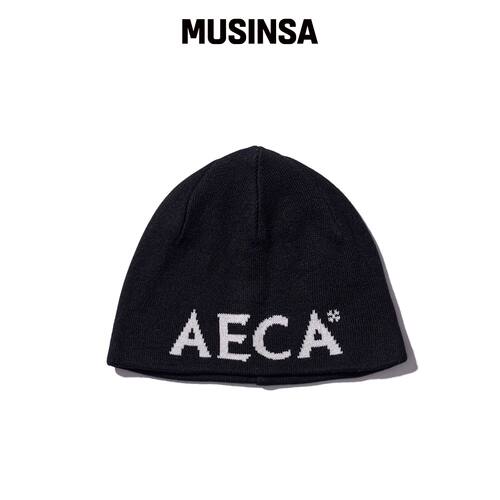 AECA AECA LOGO 毛线帽 - 黑色 MUSINSA韩国官网直邮进口