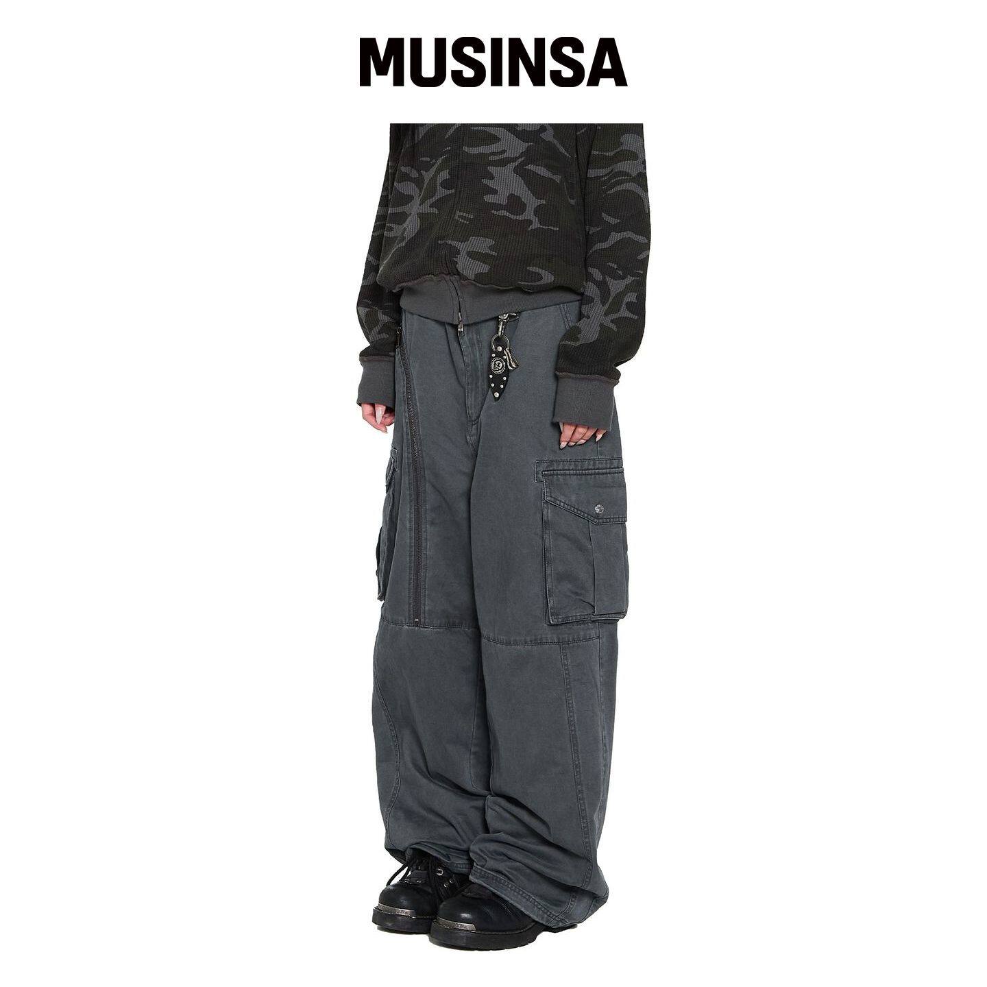 AAKAM 斜拉链工装裤（深灰色） MUSINSA韩国官网直邮进口