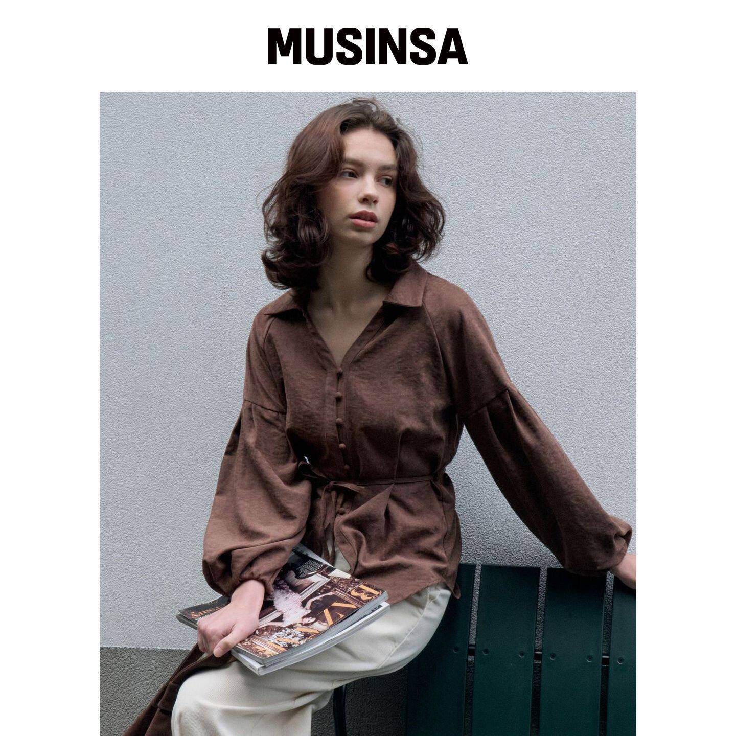 ITOV SEOUL 柔软的SOPH.腰带blouse棕色 MUSINSA韩国直邮官方正品