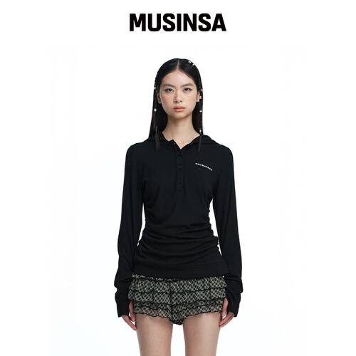 ROUGHNECK 亨利连帽长袖上衣 黑色 MUSINSA韩国直邮官方正品