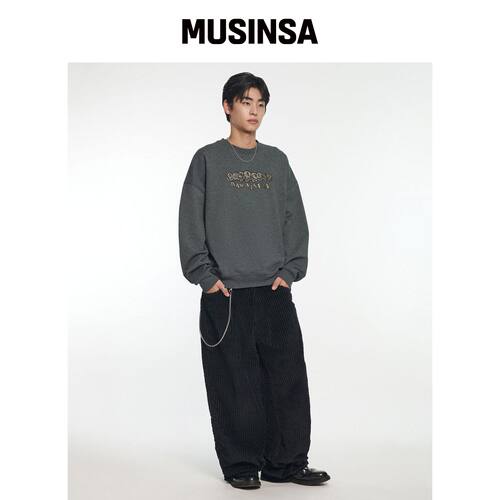 NOMANUAL 骷髅刺绣卫衣 - 炭灰色 MUSINSA韩国官网直邮进口