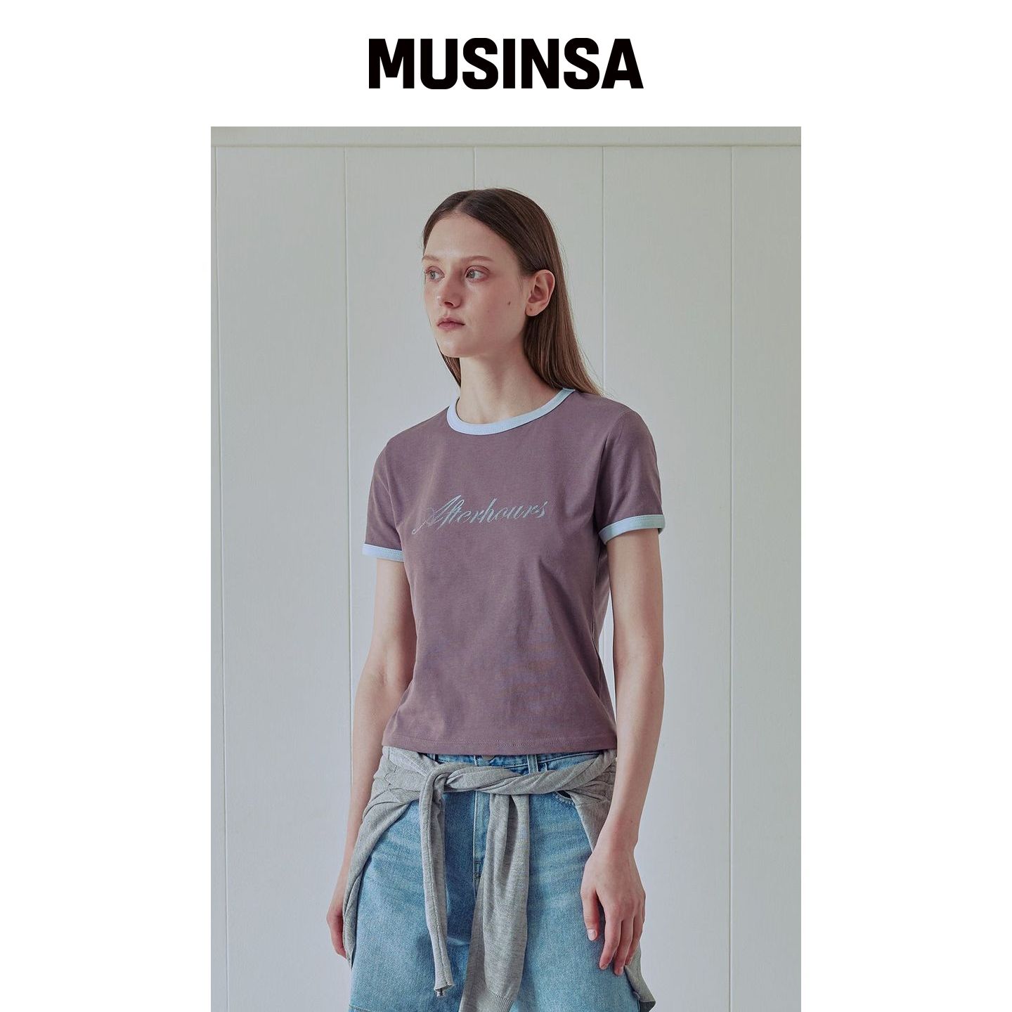 AFTERHOURS LOGO RINGER TEE（PLUM） MUSINSA韩国官网直邮进口图片