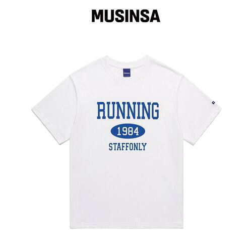 STAFFONLY RUNING BIG LOGO TEE (白色-蓝色) MU韩国官网直邮进口