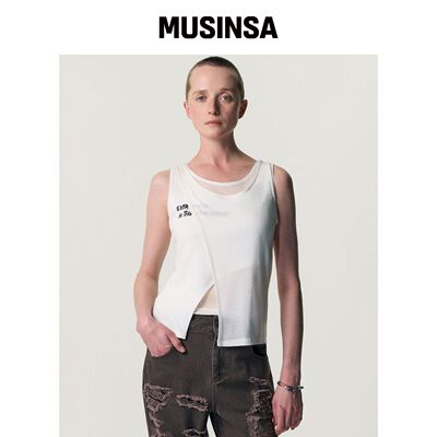 KIMZISU Overlay Curve Tank Top_WHITE MUSINSA韩国直邮官方正品
