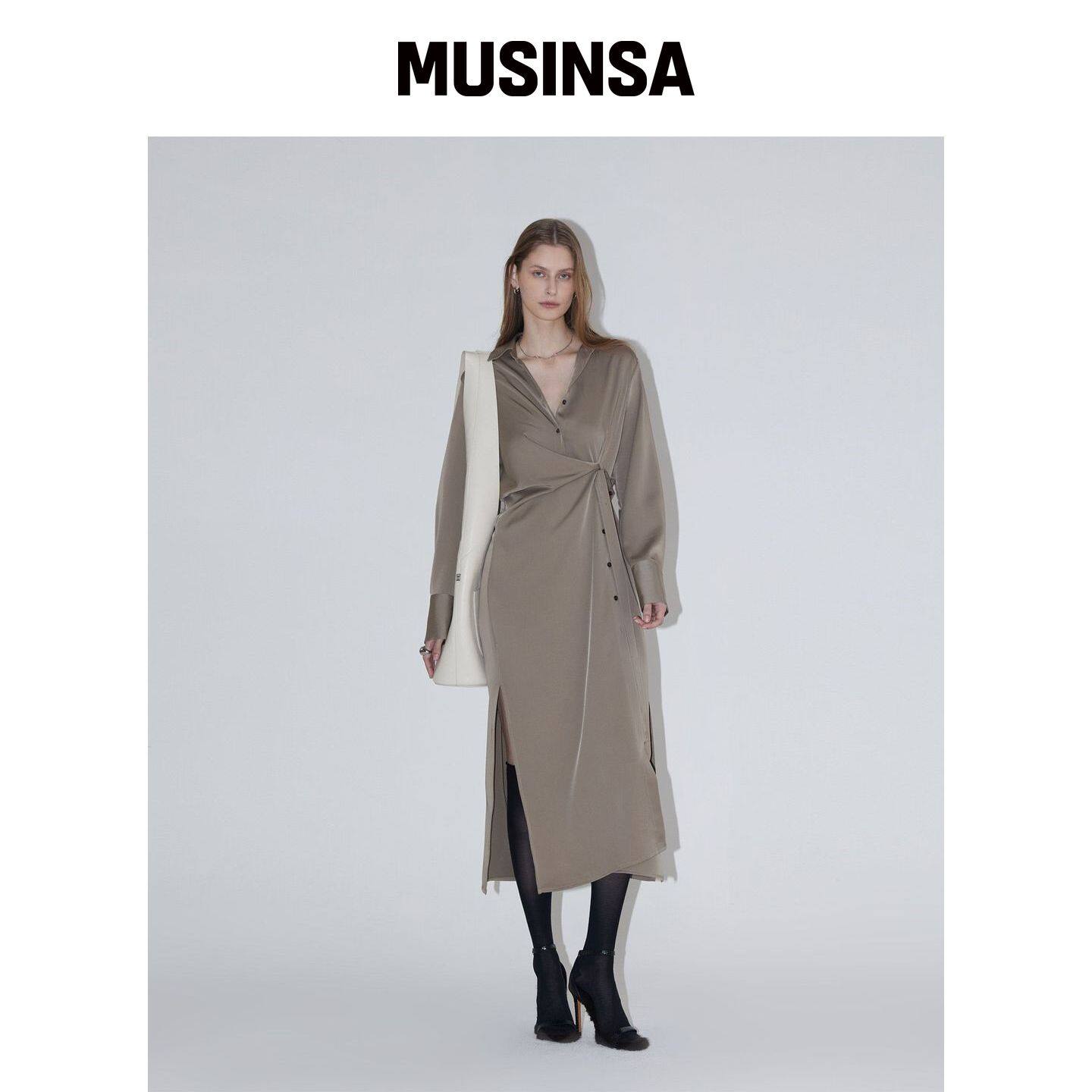 RENEJ 衬衫裹身连衣裙 MUSINSA韩国官网直邮进口