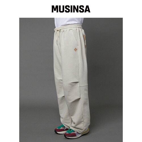 HOODHOOD 皮革标志伞式卫裤 驼色 MUSINSA韩国官网直邮进口