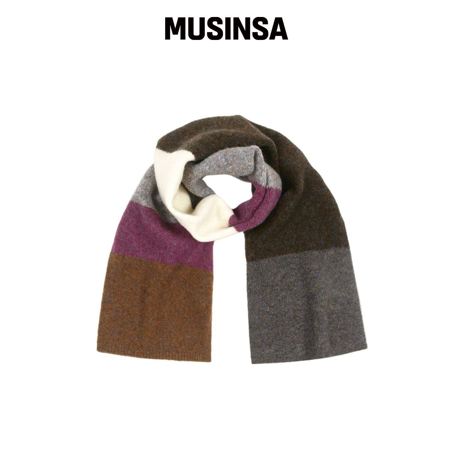 KIMZISU 拼色围巾 _ 深棕色 MUSINSA韩国直邮官方正品