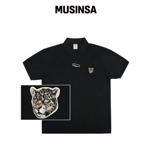 GRAVER UNISEX 真实豹纹刺绣短袖T恤_黑色韩国官网直邮进口