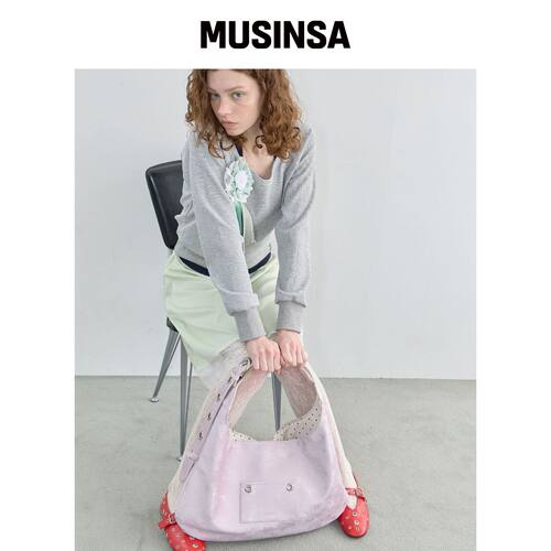 LETERIE BUCKLE 可翻转肩包_粉色 MUSINSA韩国直邮官方正品