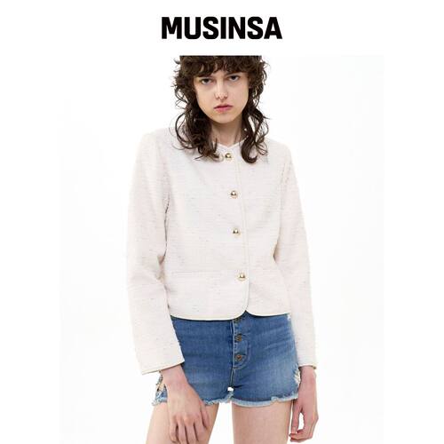B QUIET CROPPED TWEED JACKET_IVORY MUSINSA韩国官网直邮进口