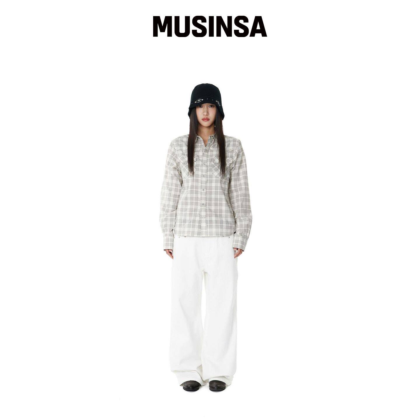 AAKAM 多钉棉质裤子(白色) MUSINSA韩国官网直邮进口