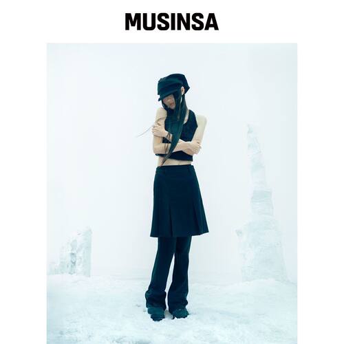 OJOS 褶皱针织裙裤 / 黑色 MUSINSA韩国直邮官方正品
