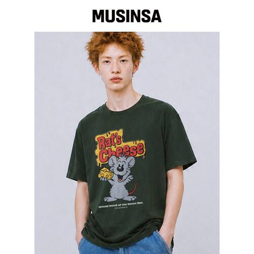 QT8 GARMENTS LB Rat奶酪水洗T恤（绿色） MUSIN韩国官网直邮进口