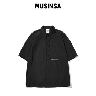 CGP COOL 化纤口袋短袖衬衫_黑色 MUSINSA韩国官网直邮进口