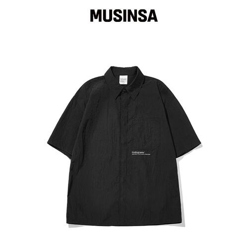 CGP COOL 化纤口袋短袖衬衫_黑色 MUSINSA韩国官网直邮进口