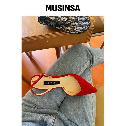 LEVASE 例如) V型切割红色高跟鞋 6cm MUSINSA韩国官网直邮进口
