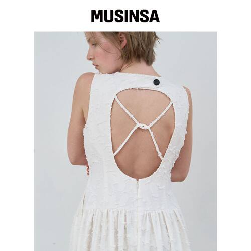 MA JOURNEE BACK HOLE DRESS_象牙色韩国官网直邮进口