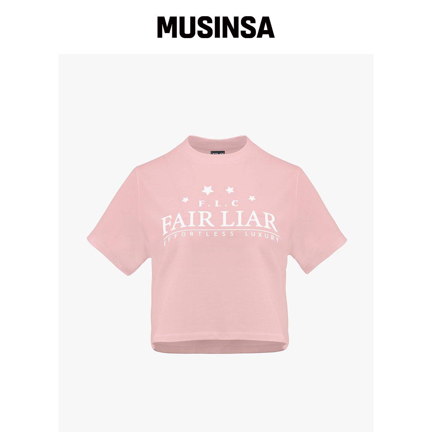 FAIRLIAR CLUB Star Cropped T-Shirt_浅粉色 MU韩国官网直邮进口图片