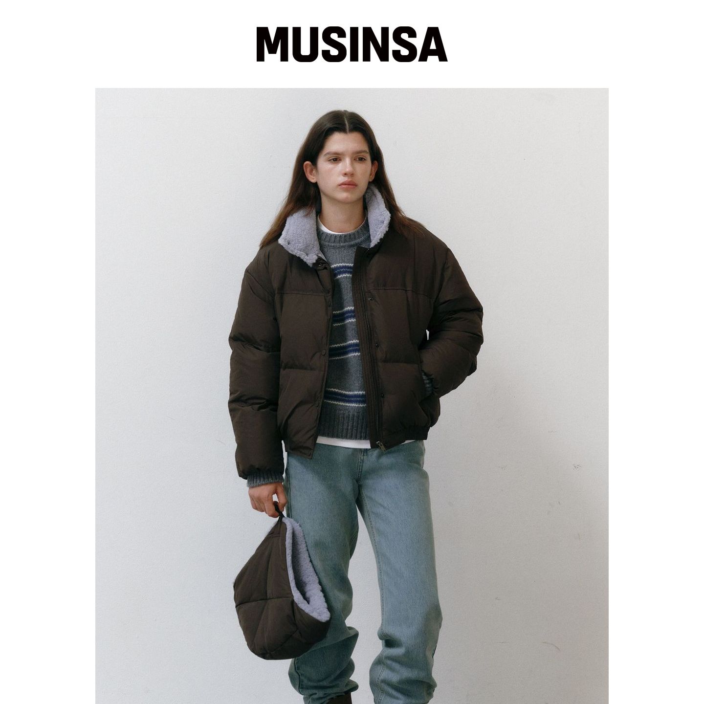 OSTKAKA 连帽选项鸭绒棉服 棕色 MUSINSA韩国官网直邮进口