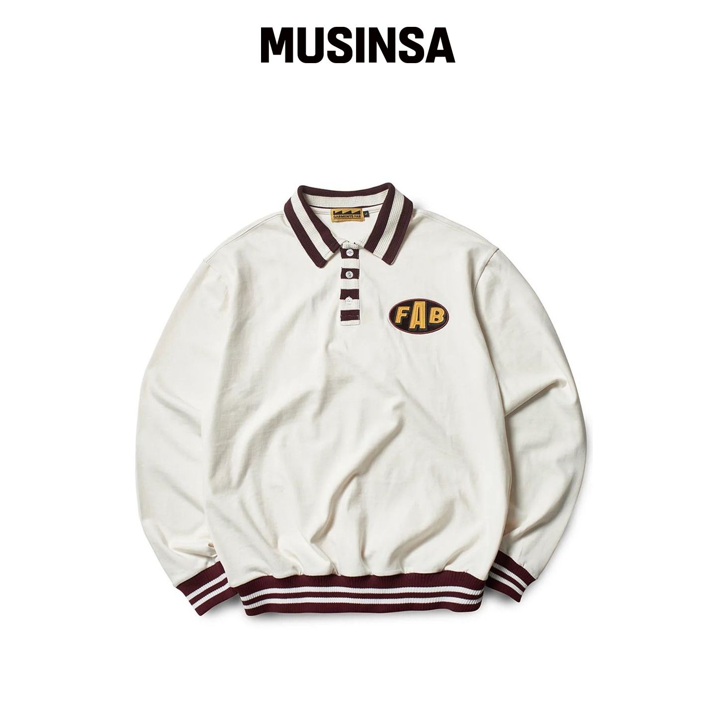 GARMENTS FAB 条纹补丁橄榄球衫 (象牙色) MUSIN韩国官网直邮进口