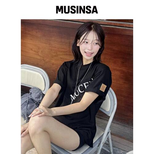 MUCENT 皮革点缀SIGNATURE短袖T恤 MUSINSA韩国官网直邮进口