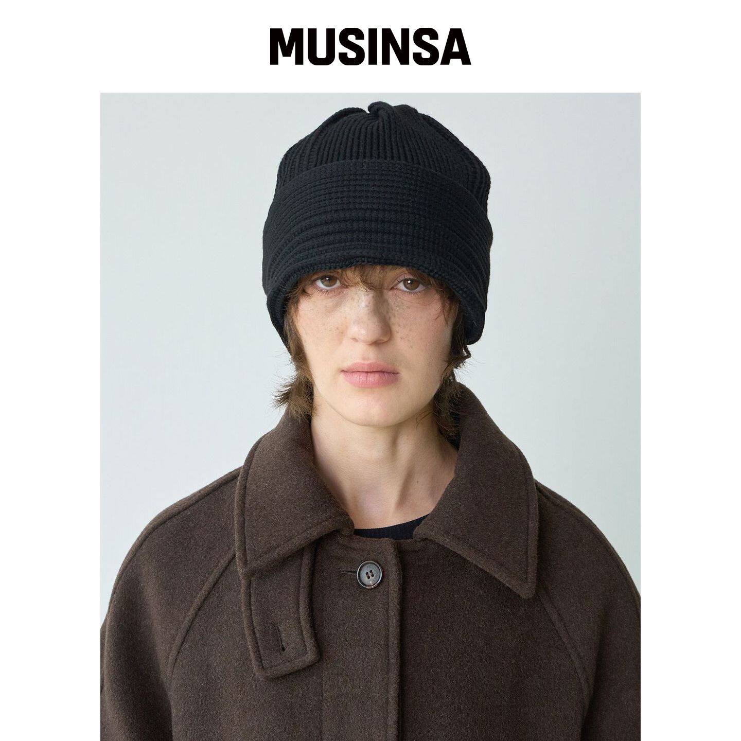 MILLO WOMEN 罗纹宽松版毛线帽 [黑色] MUSINSA韩国官网直邮进口